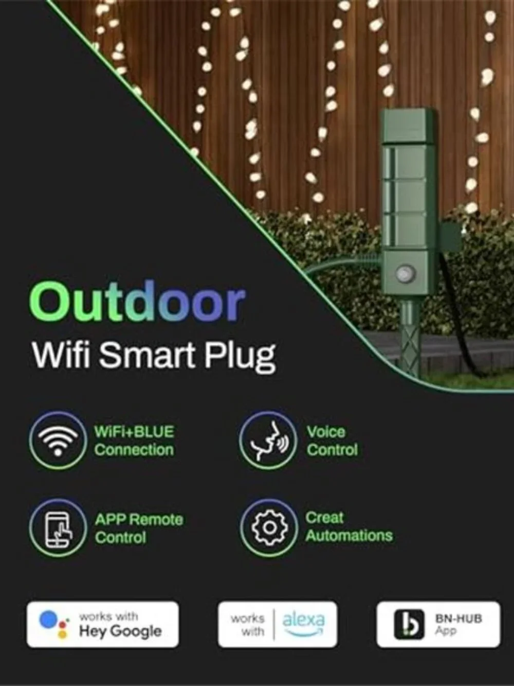 Outdoor Smart Plug Waterproof WiFi Outdoor Outlet Timer with 6 Grounded Outlets